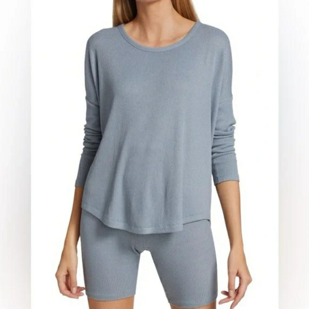 rag & bone Shirt Womens S Gray Jean Knit Long Sleeve Top